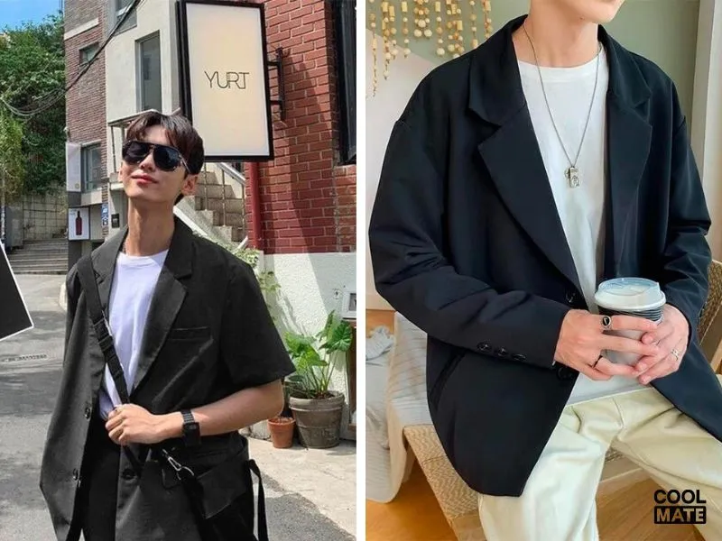 Phối áo pull nam với blazer