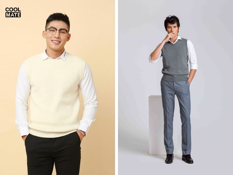 Áo len gile nam kiểu dáng Slim Fit