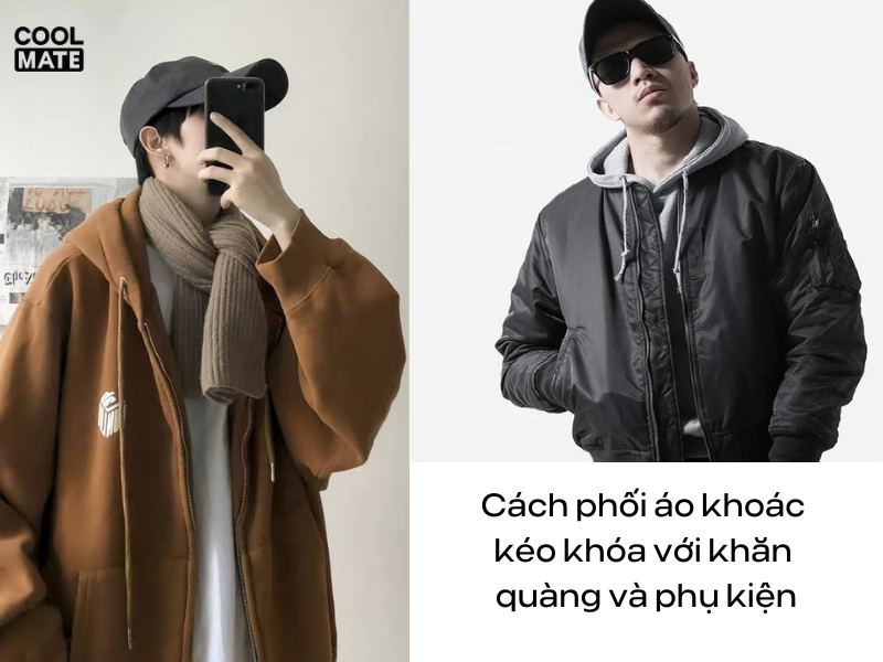 cách phối đồ với áo khoác kéo khóa