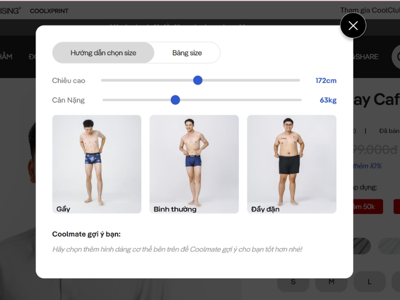 Coolmate cập nhật tính năng lựa chọn quần áo siêu chuẩn xác