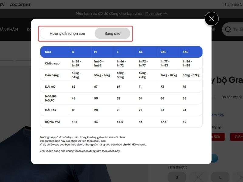 Coolmate còn có tất tần tật size của sản phẩm bạn đang quan tâm