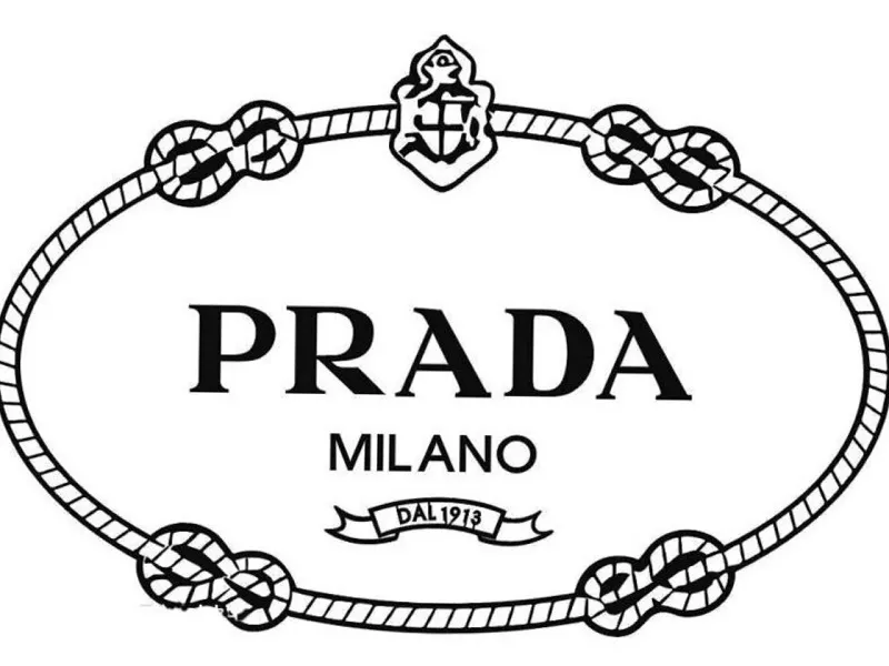 Logo Prada: Phông chữ đen trong vòng tròn xoắn