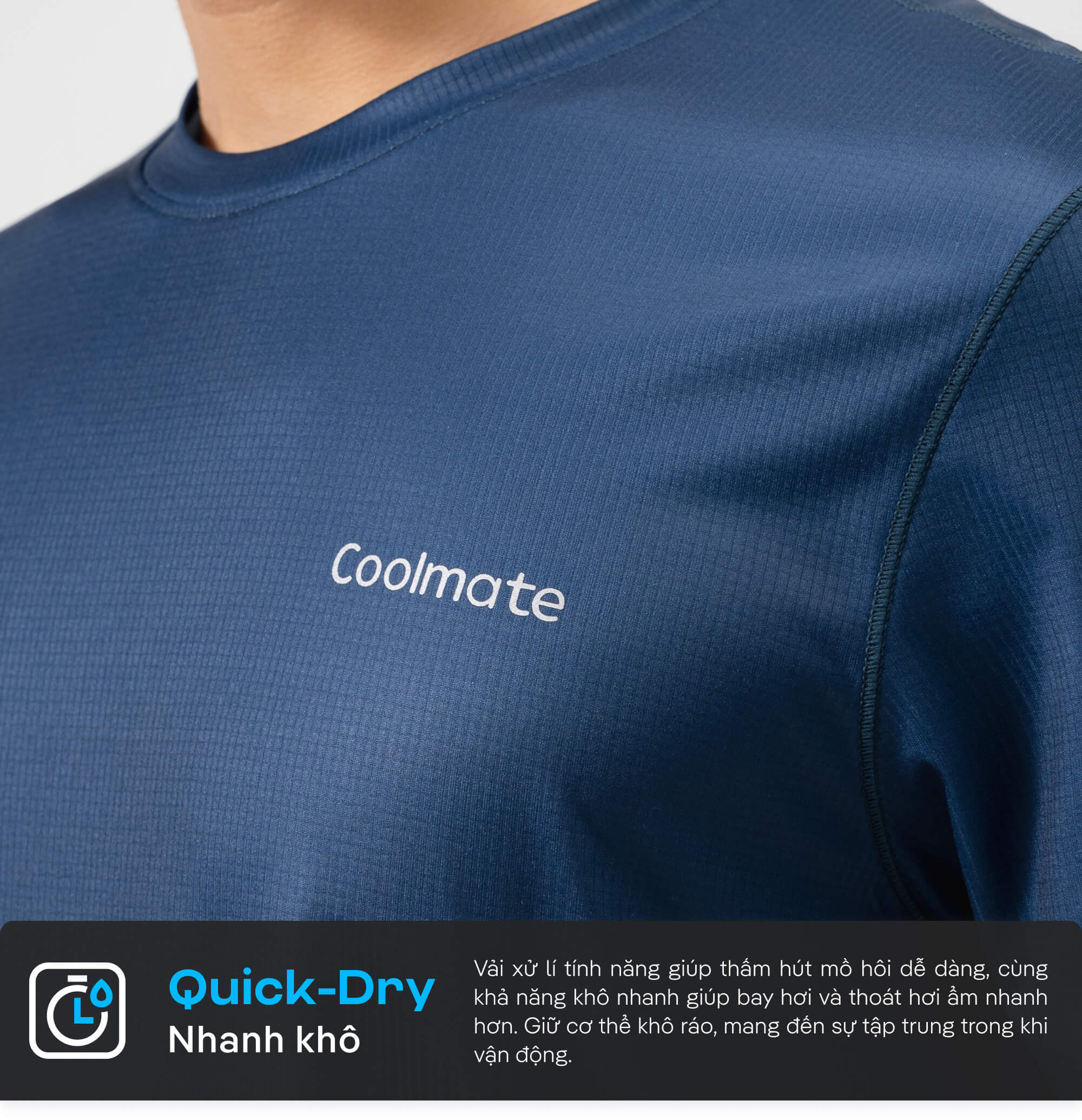 Áo thun chạy bộ nam Coolmate với form dáng chuẩn và công nghệ khô nhanh