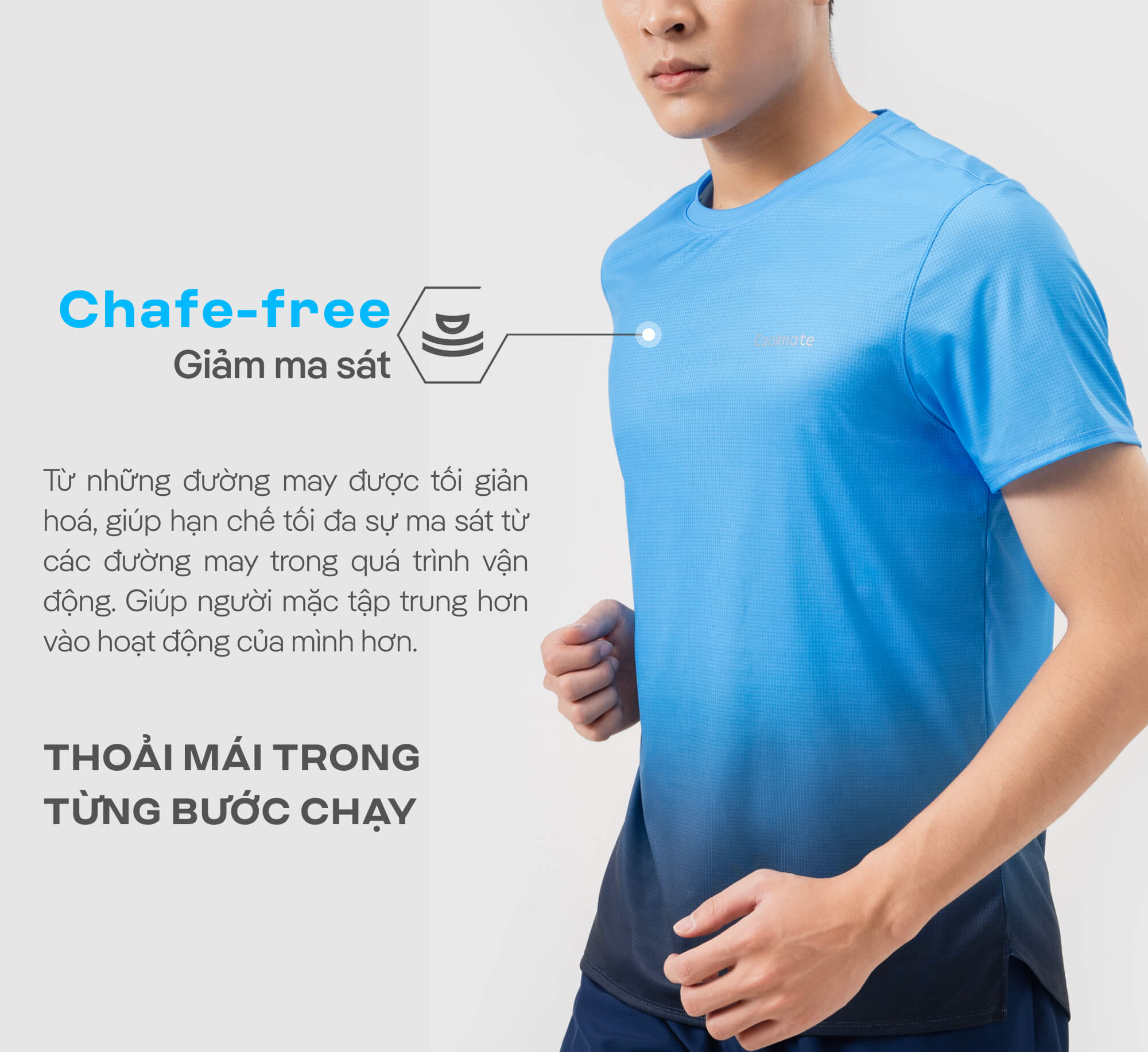 Công nghệ Chafe-free giúp áo giảm ma sát với cơ thể