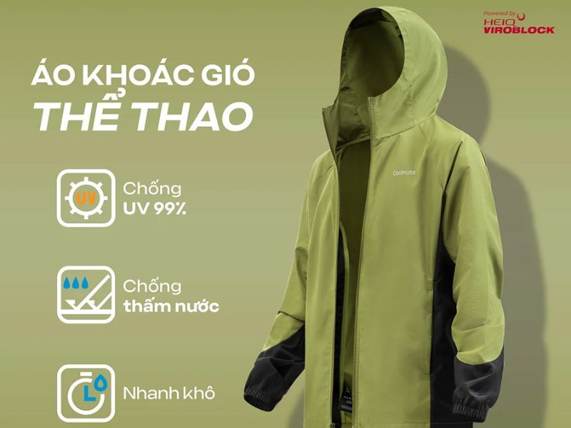 Áo khoác gió thể thao phối màu