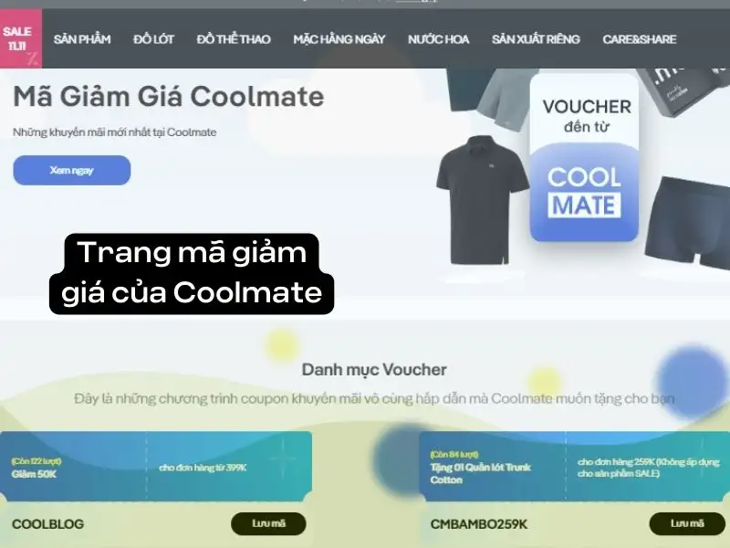 Trang mã giảm giá của Coolmate