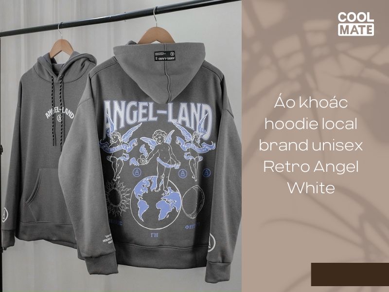 Áo khoác hoodie local brand unisex Retro Angel White