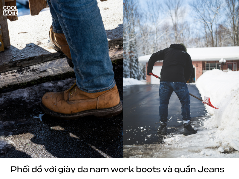 Phối đồ Work Boots với quần Jeans