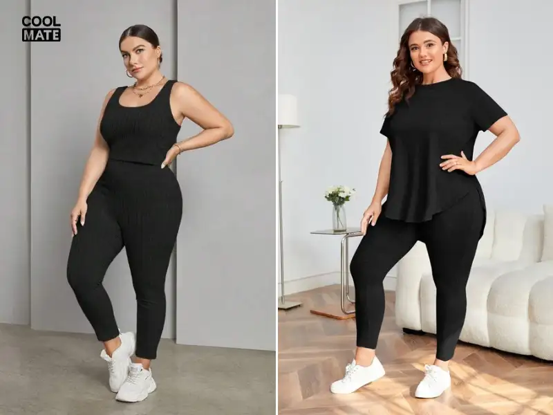 Quần legging tối màu tạo cảm giác thon gọn hơn 