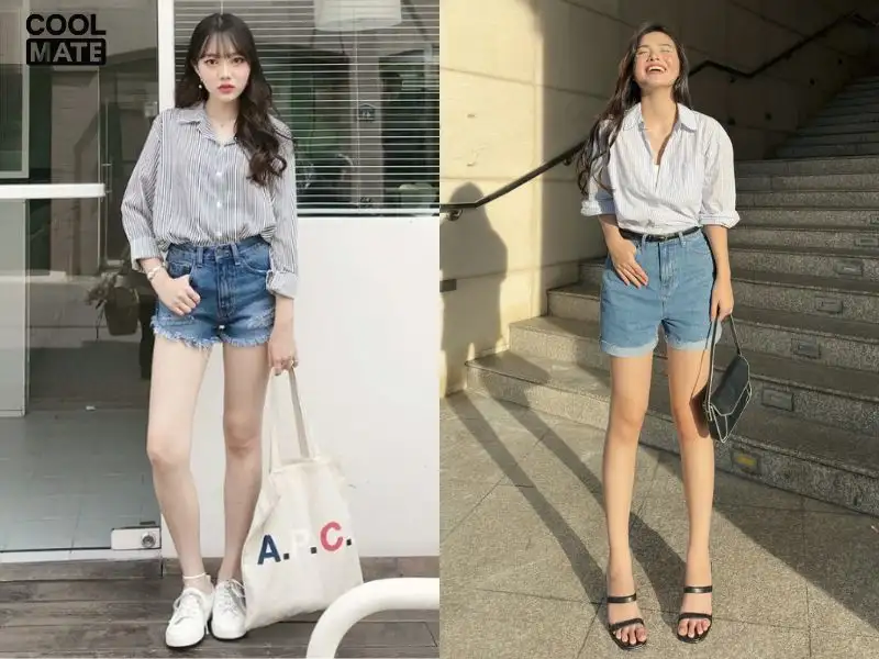 Quần jeans cá tính kết hợp cùng áo sơ mi tay dài