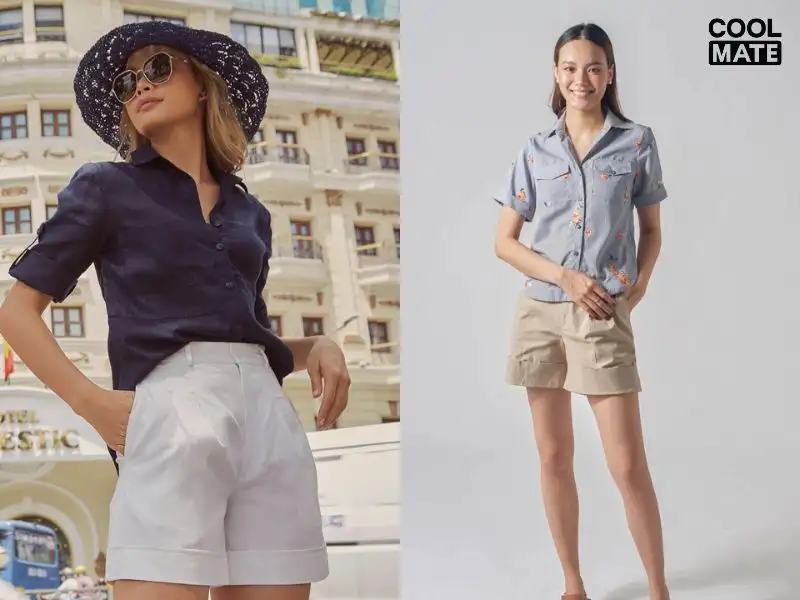 Quần short nữ linen