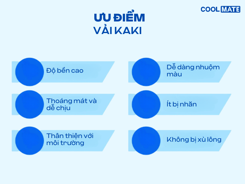 Các ưu điểm của vải kaki