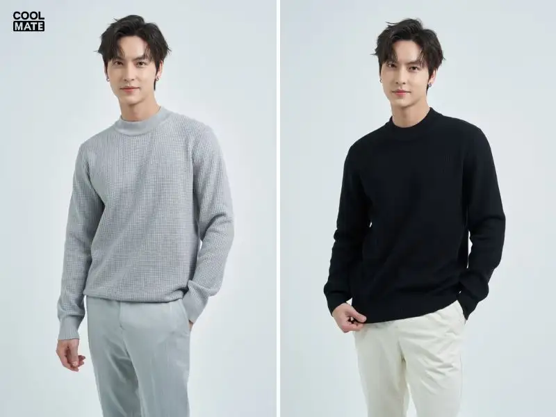 Áo len cổ lọ kiểu mock neck