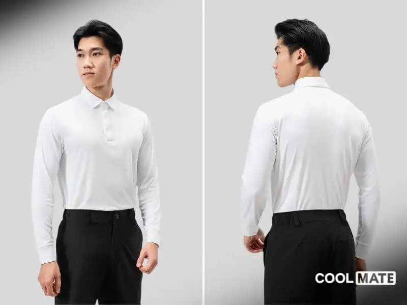 Áo polo trắng dài tay Coolmate