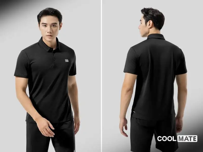 Áo polo đen Regular-Fit Coolmate