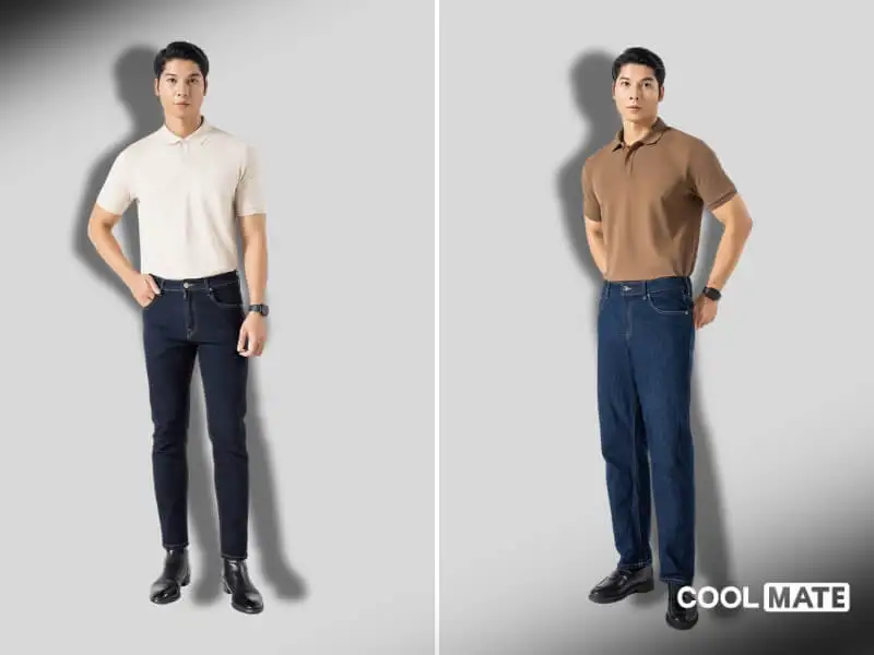 Áo Polo kết hợp với quần jeans trong không gian ngoài trời