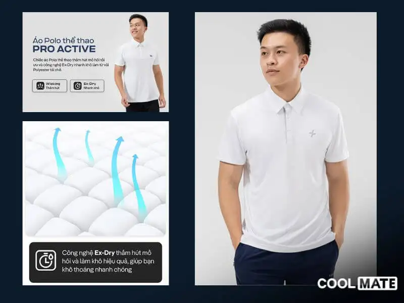 Áo polo trắng đến từ Coolmate