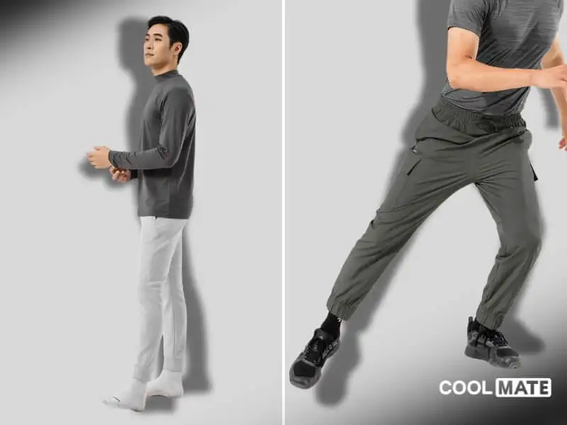 Áo thun xám Coolmate phối với quần jogger