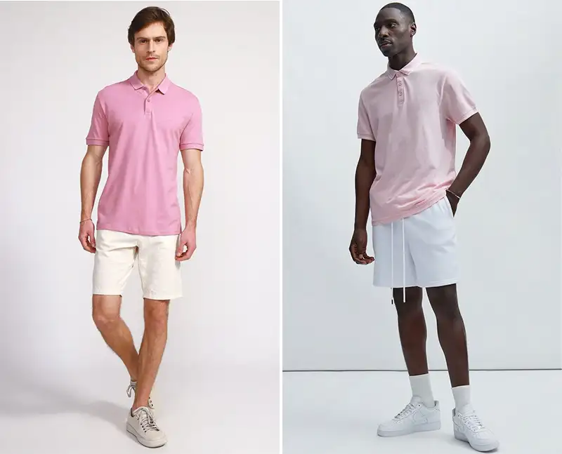 Áo polo hồng quần short