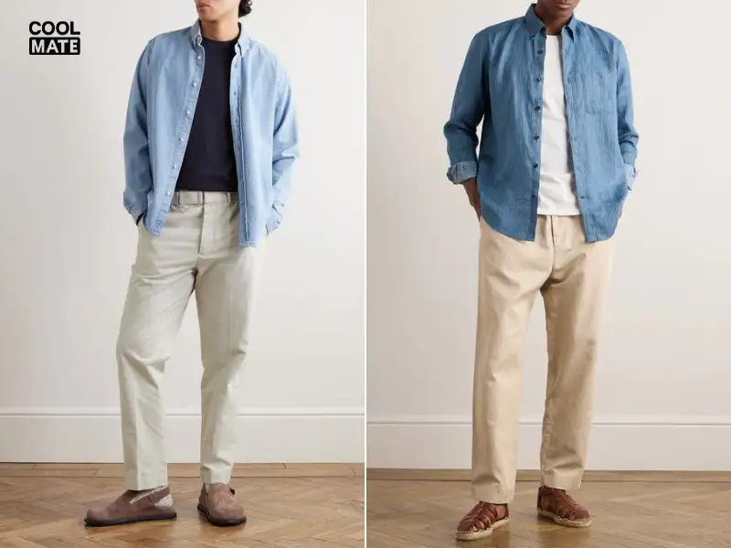 Phối áo len nam cổ lọ với áo khoác denim