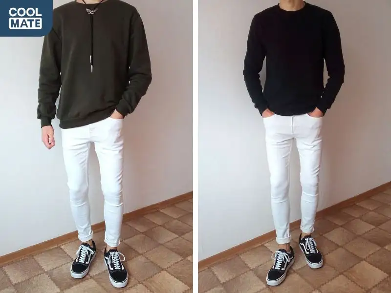 Phối áo Sweatshirt với quần tây và giày Vans Old School