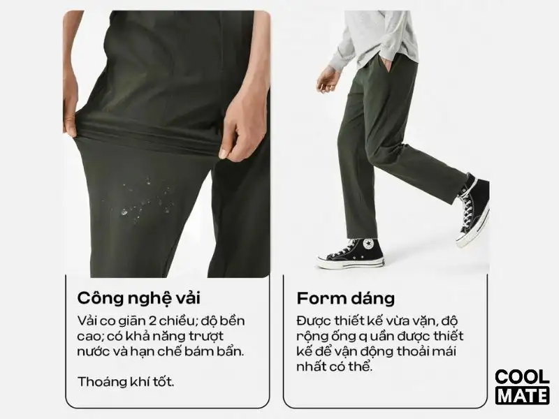 Công nghệ vải và Form dáng của quần dài nam ECC Ripstop Pants