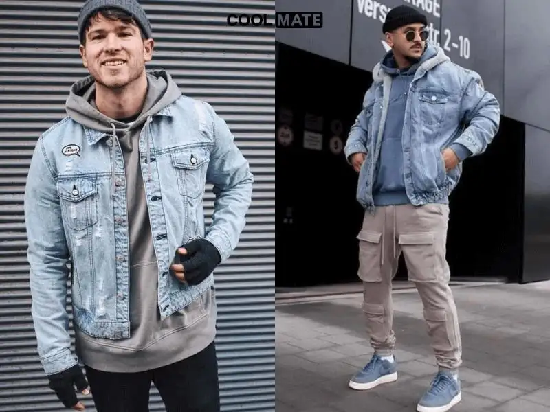 Thiết kế áo hoodie kết hợp denim jacket phù hợp cho mùa thu đông