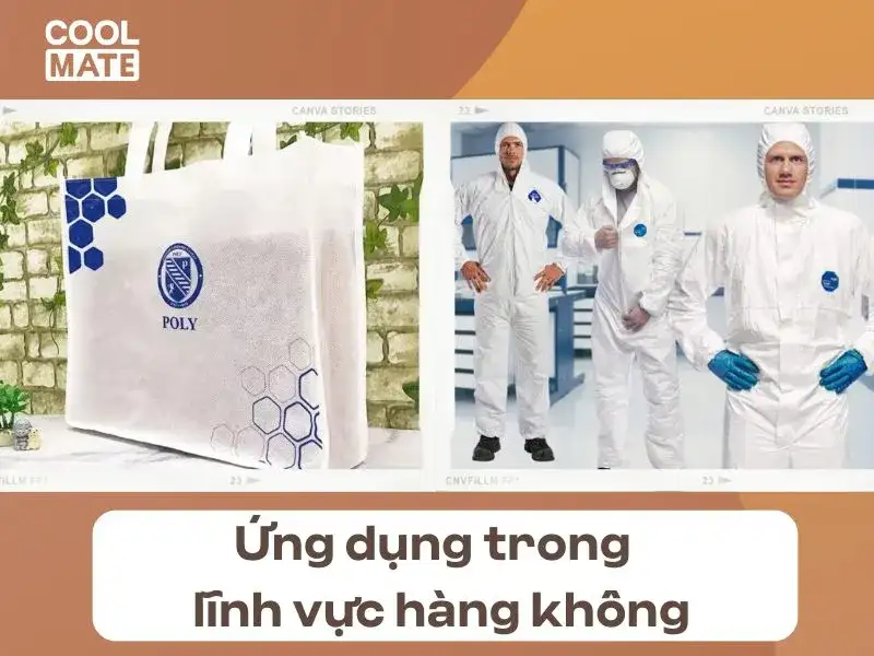 Đối với ngành hàng không, vải không dệt được ứng dụng để làm những sản phẩm dùng một lần cho hành khách hoặc đồ nội thất máy bay…