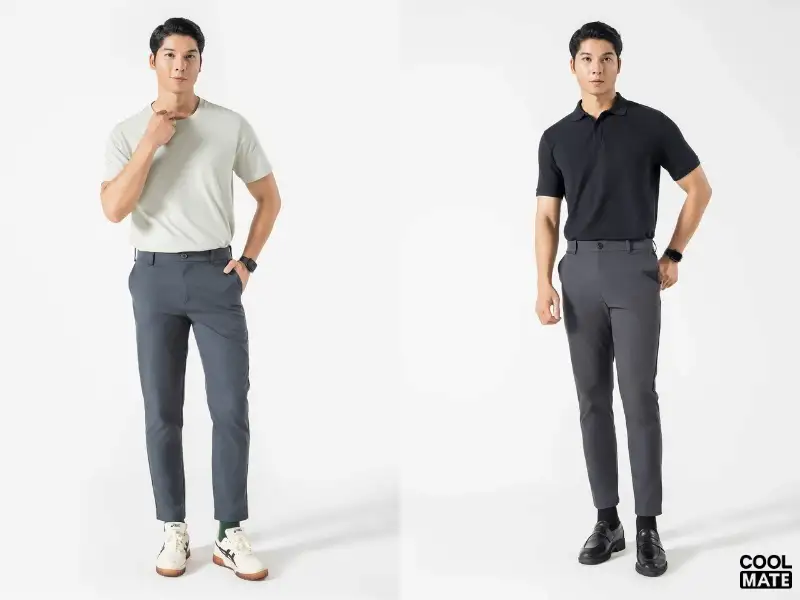 Phối quần kaki cùng áo thun hoặc polo cho phong cách casual