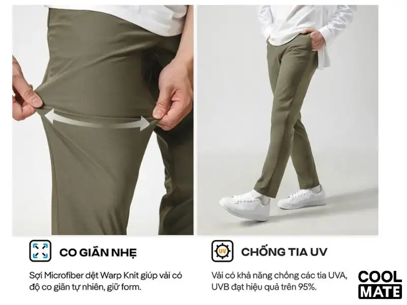 Hai tính năng tiêu biểu trên quần Pants nam Coolmate