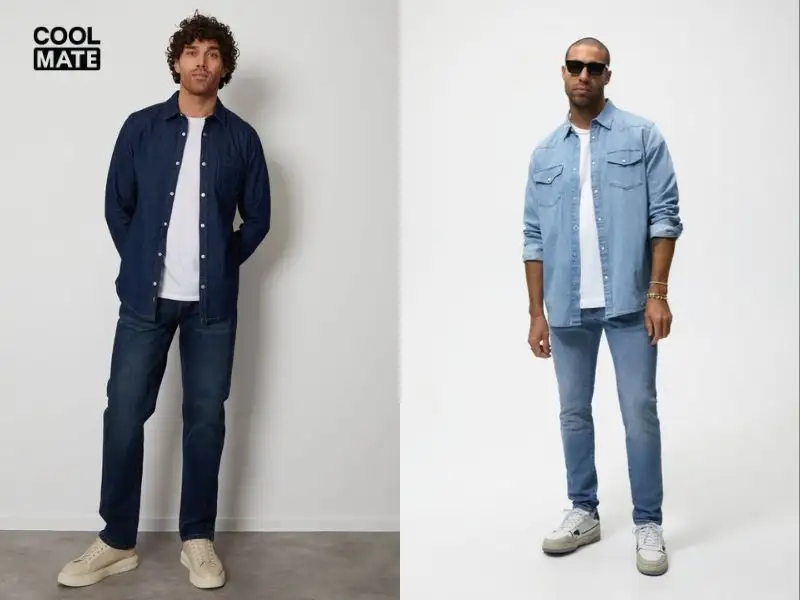 Kết hợp jean Slim-fit Coolmate cùng áo khoác denim