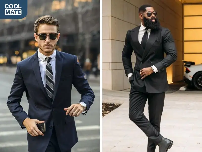 Một bộ suit lịch lãm kết hợp cùng kính mắt đen