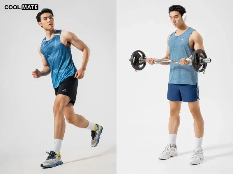 Phối áo Tanktop nam với quần Short thể thao