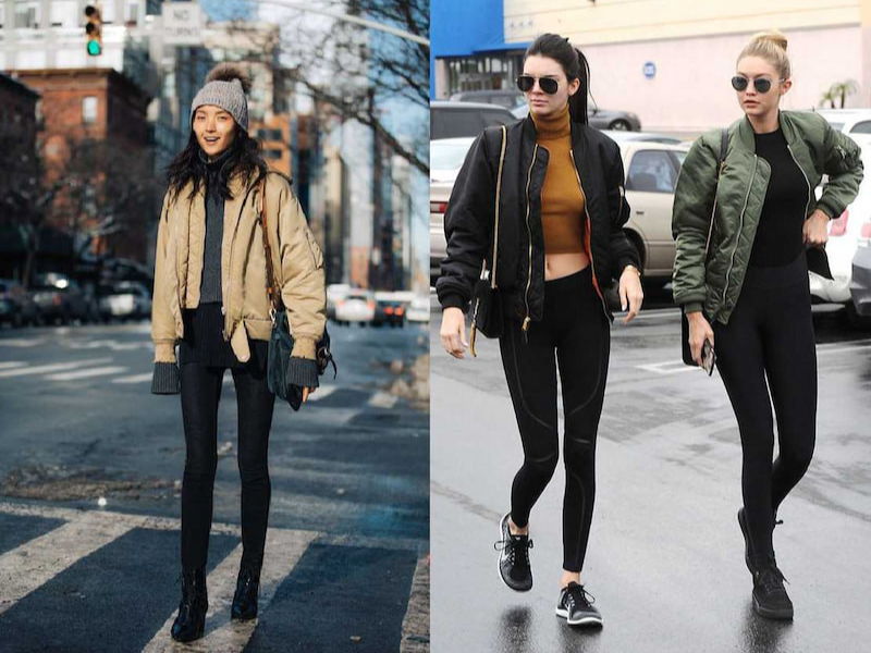 Quần Legging với áo khoác bomber