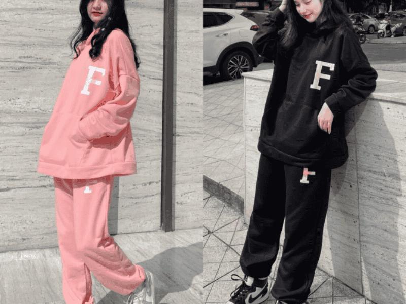 Áo hoodie kết hợp với quần jogger