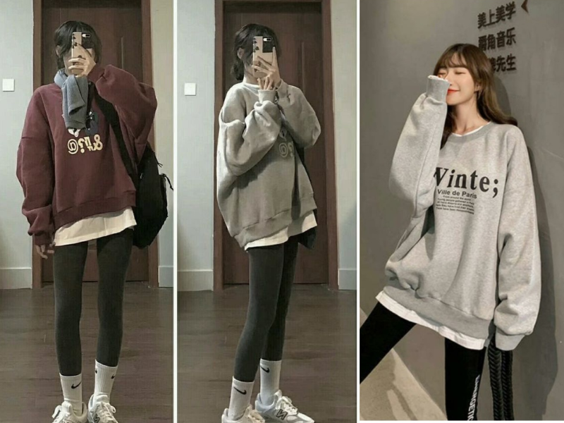 Quần Legging phối áo sweater