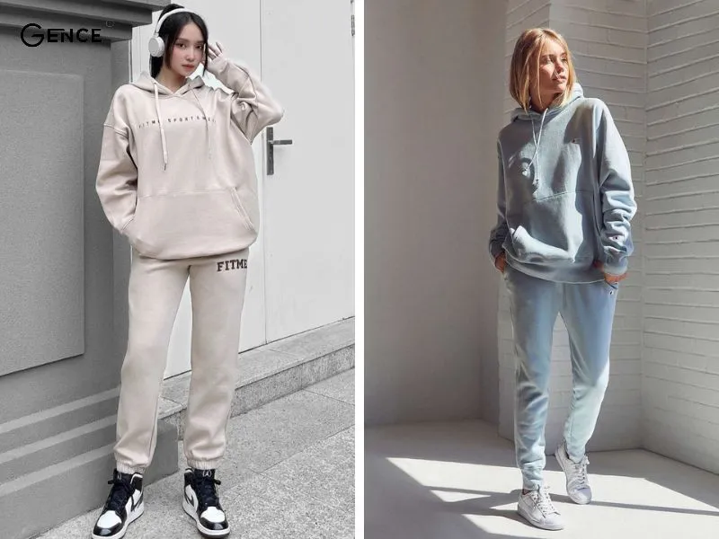 Áo hoodie kết hợp với quần jogger