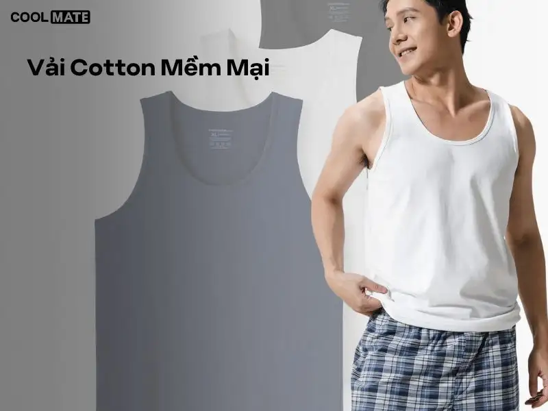 Áo Tanktop mặc ở nhà Coolmate dùng chất Cotton mềm mại