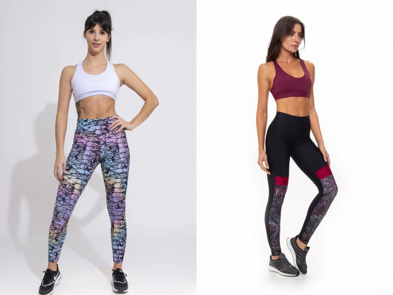 Legging họa tiết cùng áo croptop thể thao