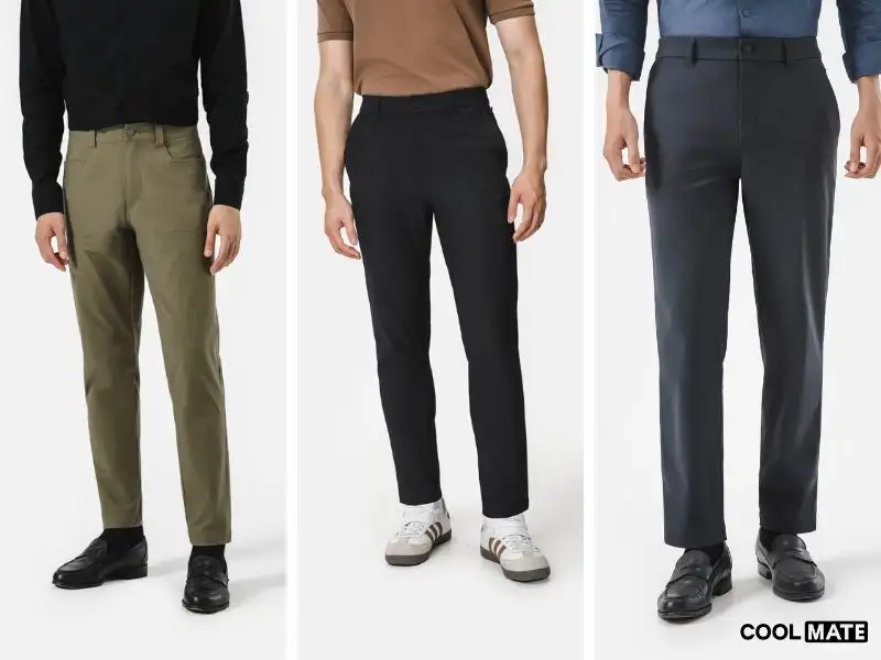 Những kiểu dáng quần tây nam tại Coolmate: Regular, Slim Fit và Tape