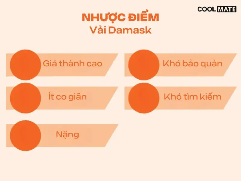 nhược điểm của vải damask