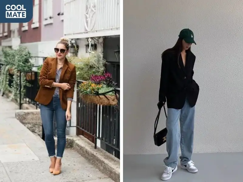 Áo blazer với quần jeans giúp bạn thanh lịch hơn