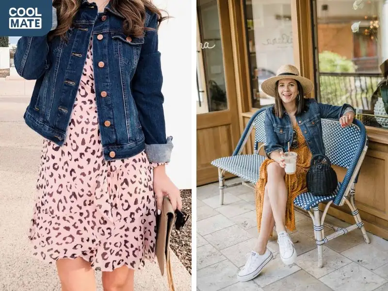 Áo khoác denim và giày cao gót mang lại nét thanh lịch