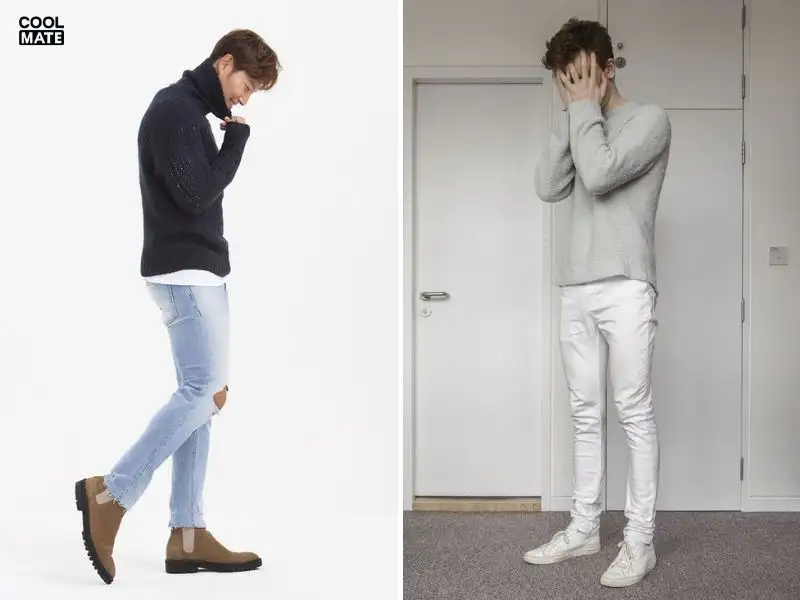 Phối quần jean skinny nam với áo len