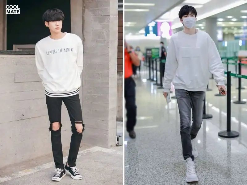 Phối quần jean skinny nam với áo sweater