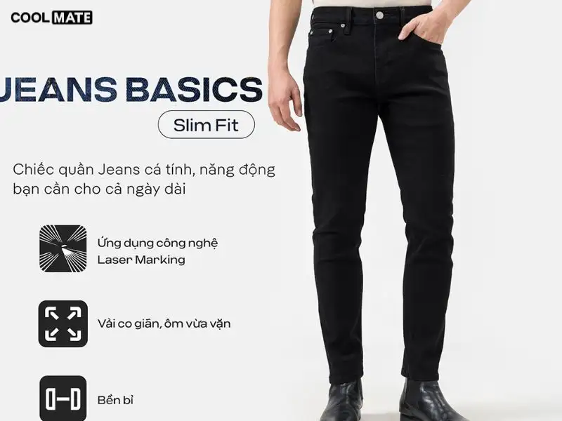 Quần Jeans Nam Basics dáng Slim fit