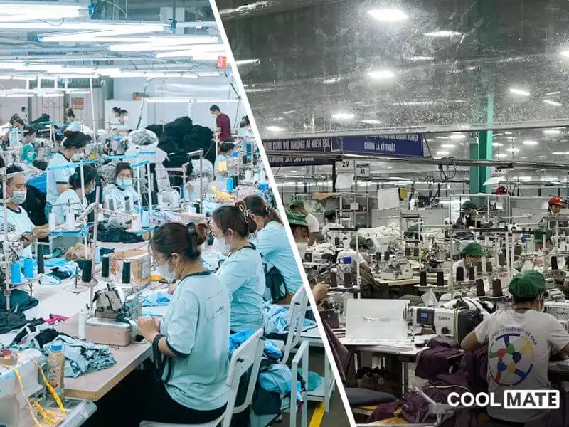 Quần Short xanh rêu Coolmate sản xuất tại nhà máy Scavi và nhà máy Thiên Sơn