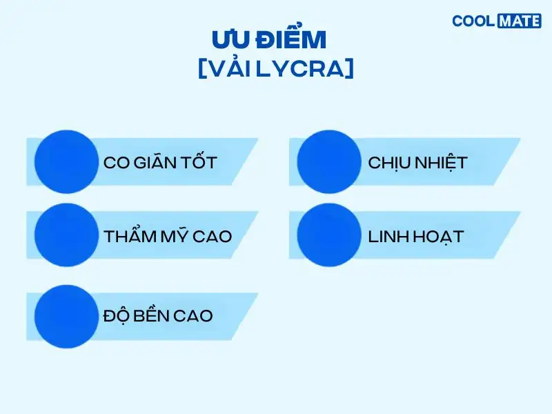 Các ưu điểm của vải lycra