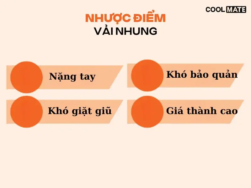 Một số hạn chế của vải nhung