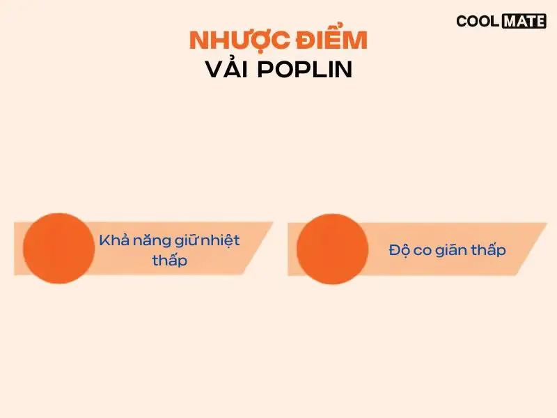 Vải poplin có khả năng giữ nhiệt thấp, độ co giãn cũng kém hơn các chất liệu khác